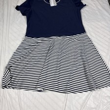 Modli Blue White Striped T Shirt Dress Size XL Drop Waist