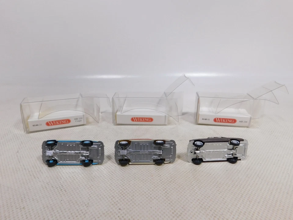 Wiking 1:87 H0 3x MB 220: 0140 01 0144 20 33 0144 21 Coupé Mint+Box #EG745-0,5 - Immagine 3 di 4