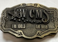 35YEAR W.C. M. S. FM100.5 AM1050 BRASS BELT BUCKLE BY C+D HIT MADE IN USA