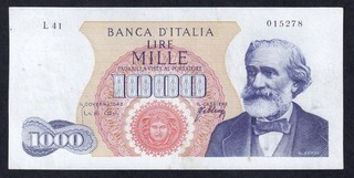 1000 lire Giuseppe Verdi I° tipo 1966 – SUP