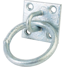 Chain Ring on Plate 50x50mm Galvanised Steel Wall Tie Anchor Dog Horse Stable