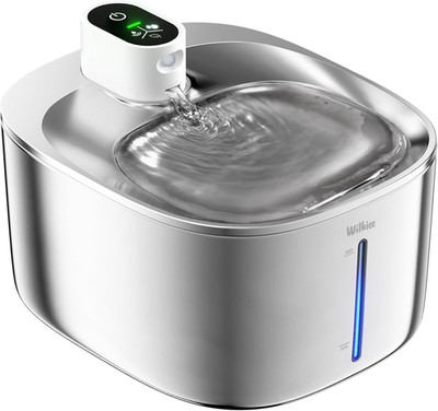 Cat Water Fountain Stainless Steel, 138fl.oz / 4.1L Wireless Cat Fountain, Pet W