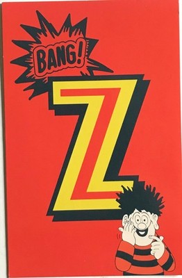 BANG Z DENNIS THE MENACE BEANO David Law Postkarte klassischer Cartoon unbenutzt 2014