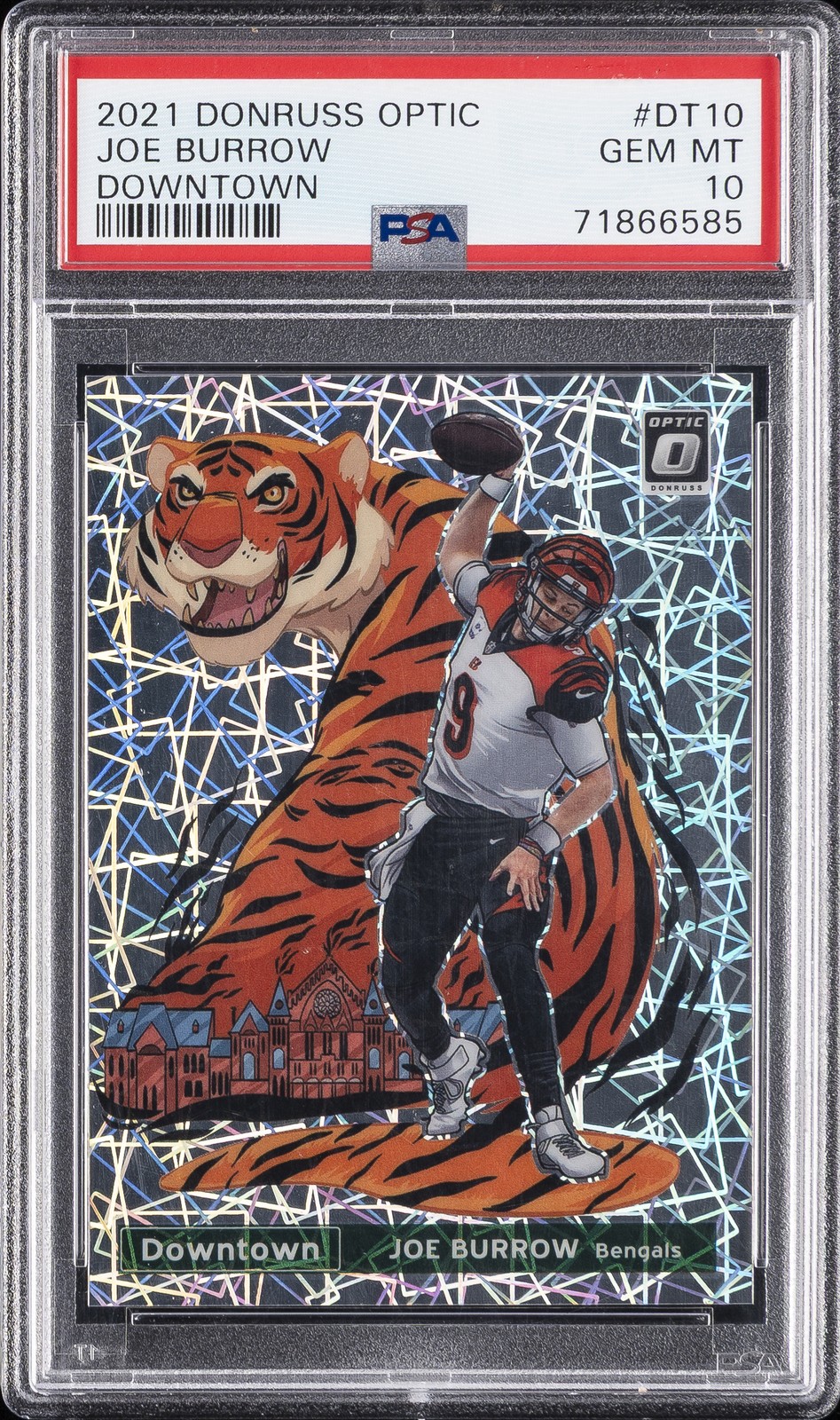 2021 PANINI DONRUSS OPTIC DOWNTOWN #DT10 JOE BURROW PSA 10