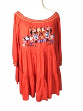 Free People Sunbeams Mini Dress Red Embroidered Off Shoulder Medium