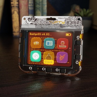 Pimoroni Tufty 2350 Badgeware Badge, 2,8 IPS-LCD, RP2350, Wi-Fi, BT, USB-C,