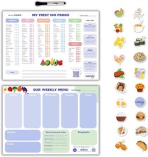 CATCHY - My First 100 Foods Tracker Our Weekly Menu Set - 1 Magnetic Whiteboar