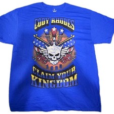WWE Cody Rhodes “Claim Your Kingdom” T-Shirt Blue Size XL 1985 Skull Wings NWOT