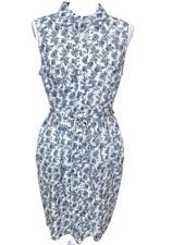 Tommy Hilfiger Women’s Linen Shirt Dress 8 Teacher Preppy Classic Navy Floral