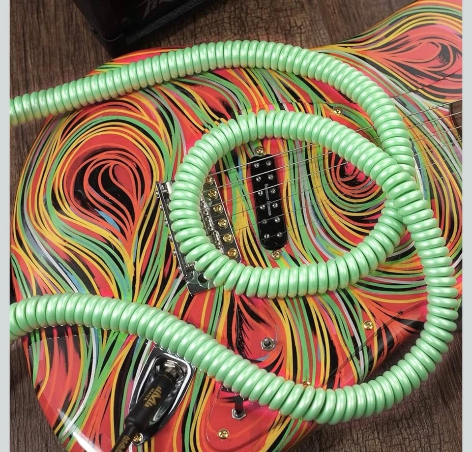 Cable de bobina de guitarra premium de 20 pies, cable rizado enrollado para instrumento para bajo de guitarra, Foto 4 de 4
