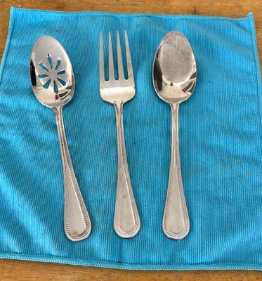 3 - Wallace CONTINENTAL BEAD Serving Pieces Stainless China Flatware