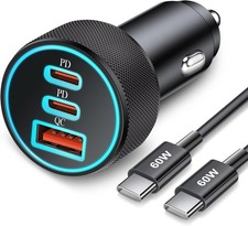 67W 3-Port Super Fast Type C Car Charger USB C for Samsung Galaxy S25 Black