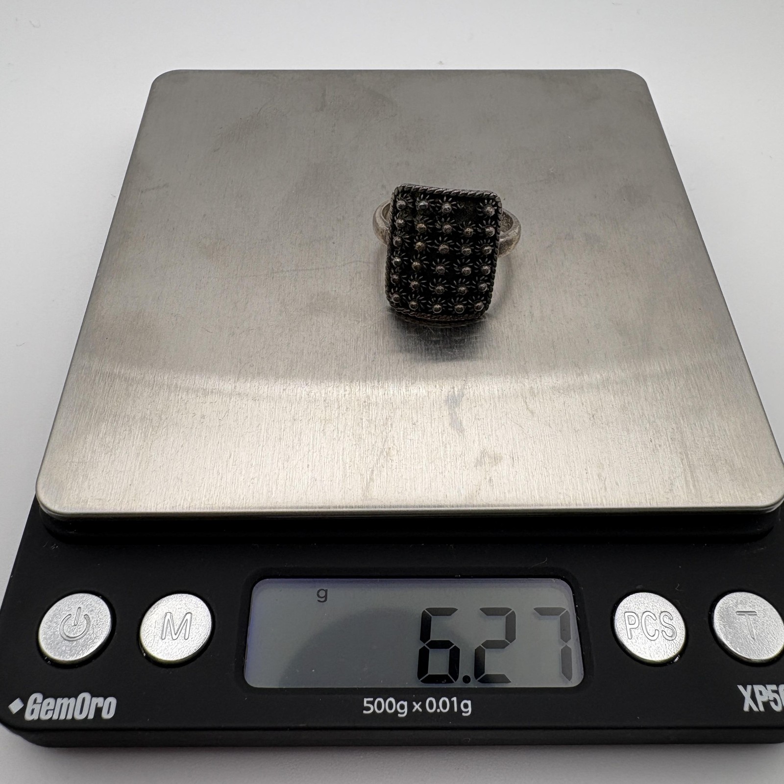 Sterling Silver 925 Granulated Rectangular Ring S… - image 6