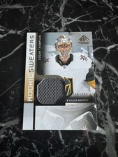 Logan Thompson 2021-22 Upper Deck SP Game Used Rookie Sweaters #249 Jersey Card. rookie card picture