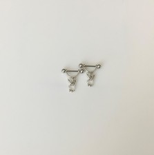 Bunny Playboy Style Rabbit Charm Nipple Ring Body Jewelry Barbell Sold as Pair