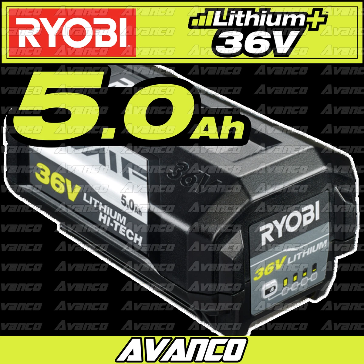 RYOBI 36V 5.0Ah 5.0 Ah 5Ah Hi Tech Lithium Ion Battery Cordless BPL3650D2 NEW