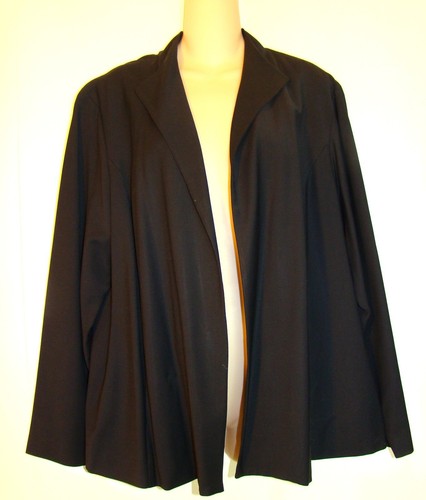 Eileen Fisher Black Wool Blend Suit Blazer Open Jacket Dress Pants Set 1X AC - Picture 5 of 16
