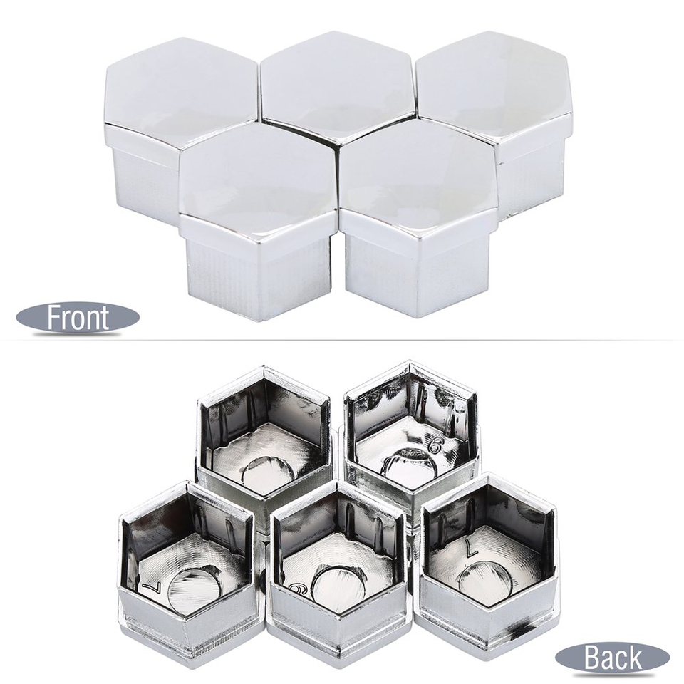 20Pcs 17Mm Wheel Lug Nut Bolt Hub Screw Silver Cover Tyre Protective