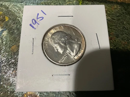 1951 Washington Quarter Uncirculated Mint State 90% Silver value $17.50.