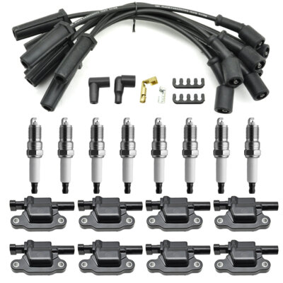8 (set) UF413 Ignition Coils + 41-962 Spark Plugs + Spark Plugs Wires For Chevy