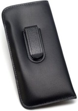 Mens Soft Slip-in Eyeglass Case w/Clip Medium Black Syn.Leather 6.25"Inch x 3.25