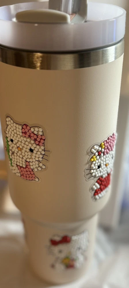 Tumbler 40 oz With Finished Hello Kitty Inspired Diamond Art Stickers