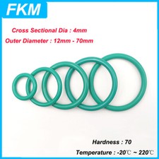 Metric FKM O Ring THK 4mm Fluoro Rubber Orings Resistant Oil Seals OD 12mm-70mm