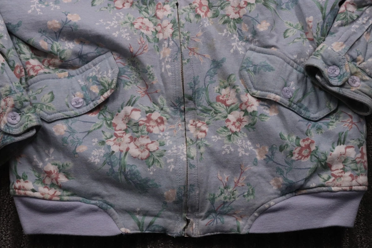 Bugle Boy Classics Vintage 90's Floral Knit Jacket Satin Lined Full Zip  Womens M