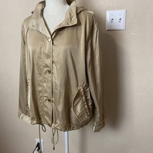 Michael Kors Jacket Gold Packable Windbreaker Hooded Snap Button Women’s XL - Picture 4 of 10