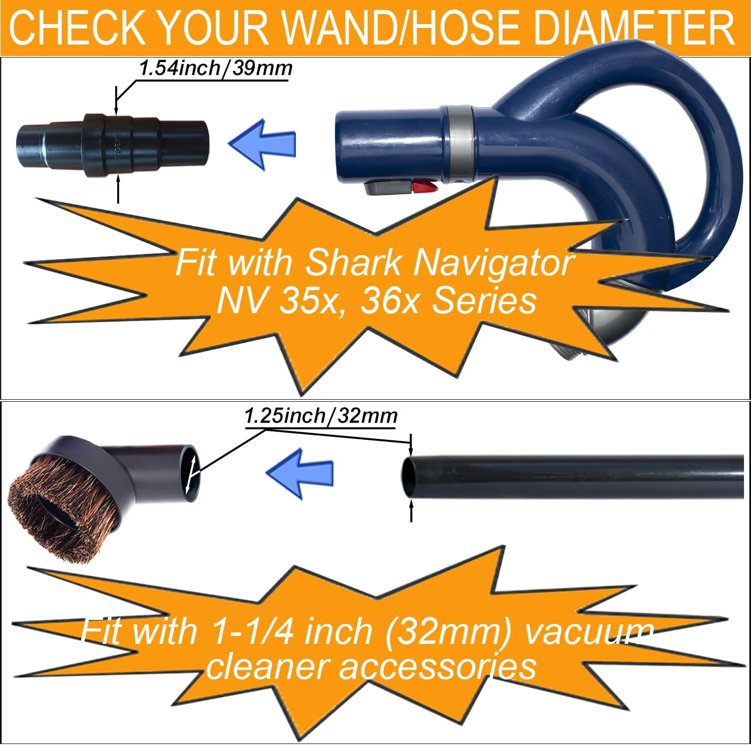 3 PACK 1-1/4 Inch round Horsehair Vacuum Dust Brush Attachment with Soft Bristle