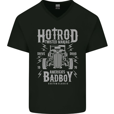 Hot Rod Americas Bad Boy Dragster Hotrod Herren V-Ausschnitt Baumwolle Maglietta