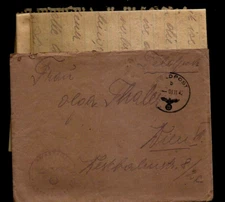 GERMANY 1942 WWII 3Rd REICH FELDPOST COVER AREA #20702 WI 6P LETTER TO WIEN RESB