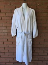 Vintage Pierre Cardin Mens One Size White Bath Robe With Belt And 2 Pockets