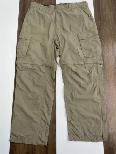 REI Womens Size XL 30L Long Green Tan Cargo Pants Convertible Nylon Hiking
