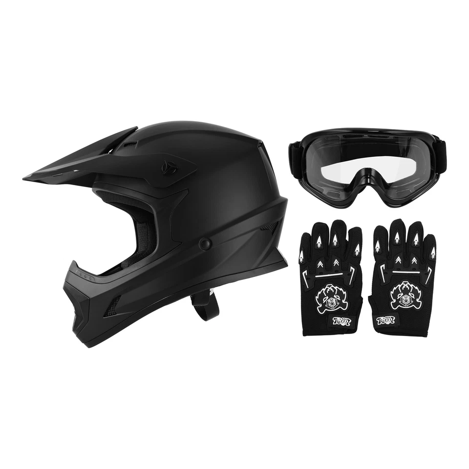 Casco juvenil DOT niños cara completa todoterreno moto todoterreno ATV motocross S/M/L/XL negro Foto 2 de 4