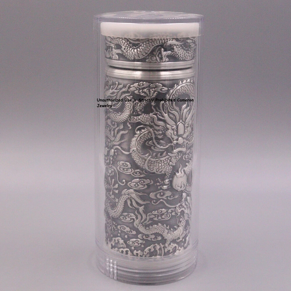 Reiner massiver S999 Feinsilber Trinkbecher Drache Gesunde Trinkflasche 100g 6,7 ZollH - Bild 2 von 4