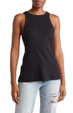 85 - James Perse Classic Cotton Ribbed Knit Tank In Black Size 1 S