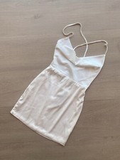 NWT FashionNova All To Myself Satin Mini Dress Cream Size XS