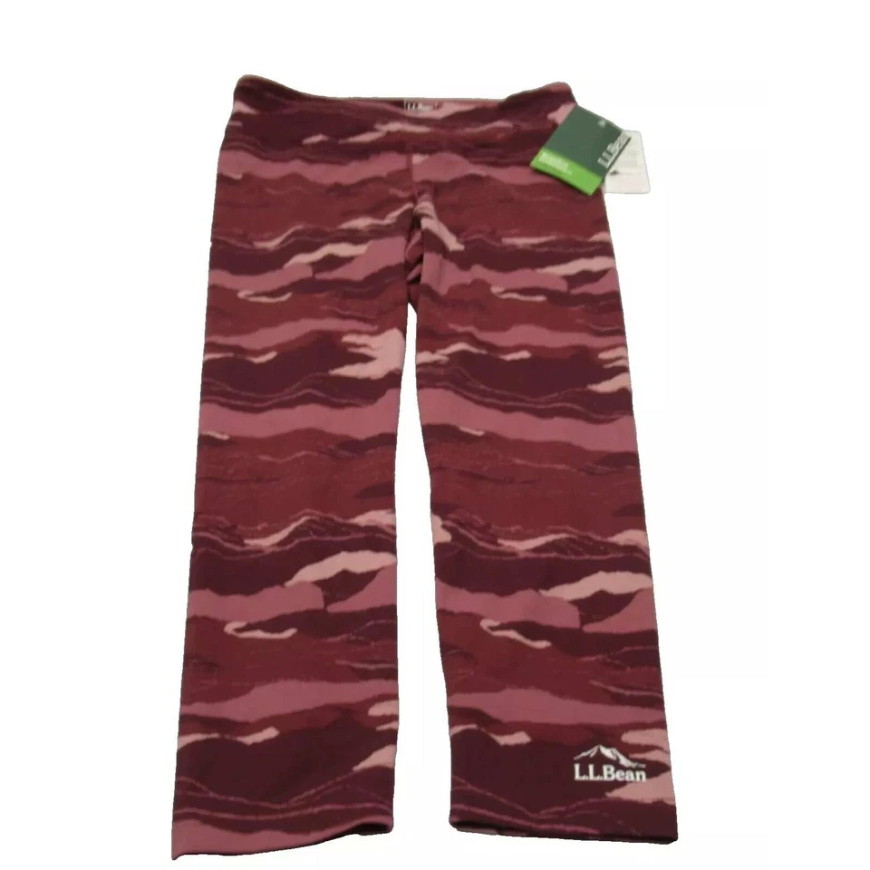 LL Bean 紧身裤女式中号勃艮第迷彩无边 28x21 Capri 慢跑远足新品 — 第 2/4 张图片