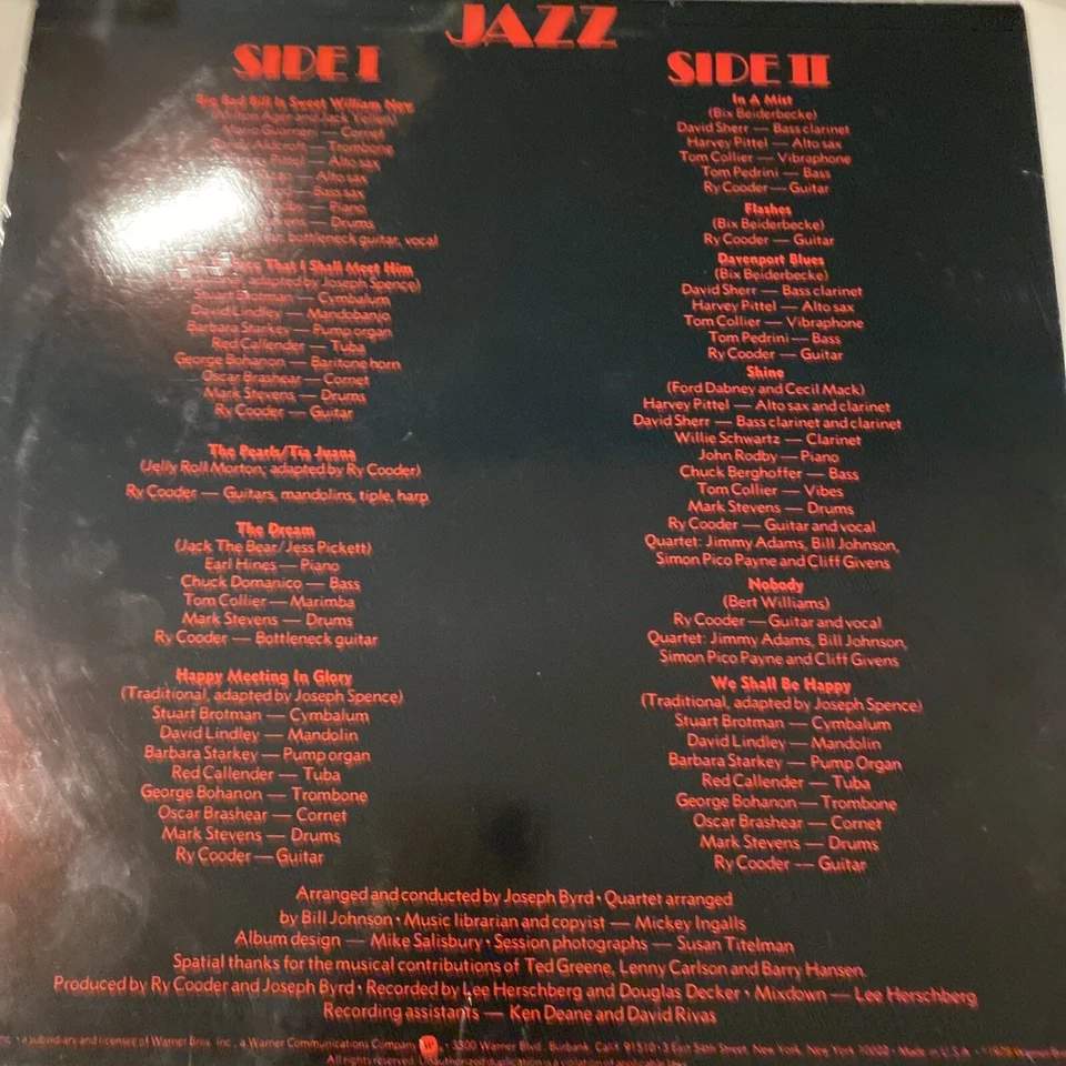 JAZZ RY COODER WARNER BROS BSK-3197 LP embossed cover 1978 Guitar Tour De Force - Image 2 of 4