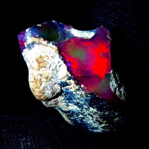 Opale Noire Brute Éthiopienne (Black Opal Rough) - 65.5 Carats, Jeu De Feu | 29x23 Mm, Naturelle, Non Traitée