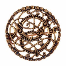 Wikinger Pitney Brosche Mittelalter Scheibenfibel Brosche LARP Bronze/Versilbert