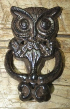   Cast Iron Antique Style Rustic HOOT OWL Door Knocker Brown Finish Barn
