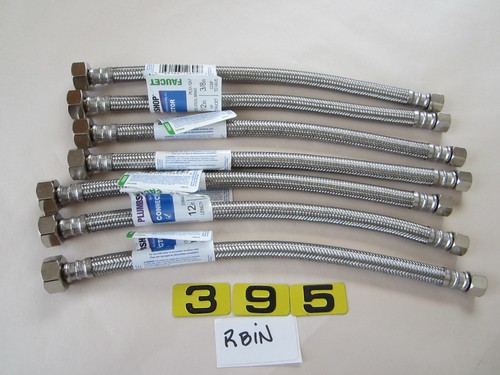 PLUMBSHOP PLS1-12AF STEEL BRAIDED CONNECTOR   1/2 X 3/8 X 12" LONG   LOT OF 7 - Picture 1 of 13