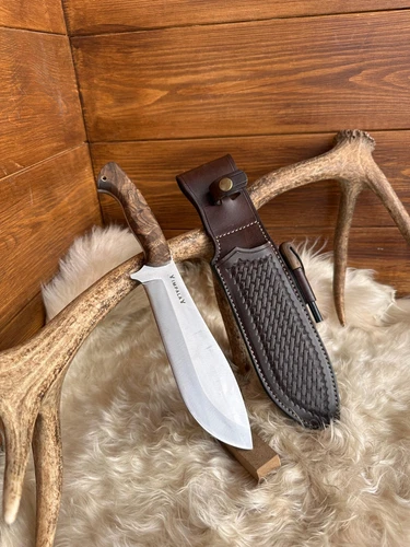 Hand Forged Nessmuk Knife,Finnish Knife with Leather Sheath,Custom Nessmuk Knife