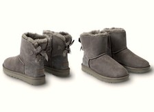 NIB 100 UGG Brand Mini Bailey Bow II Women's Boots Bootie Shoes Grey 1016501
