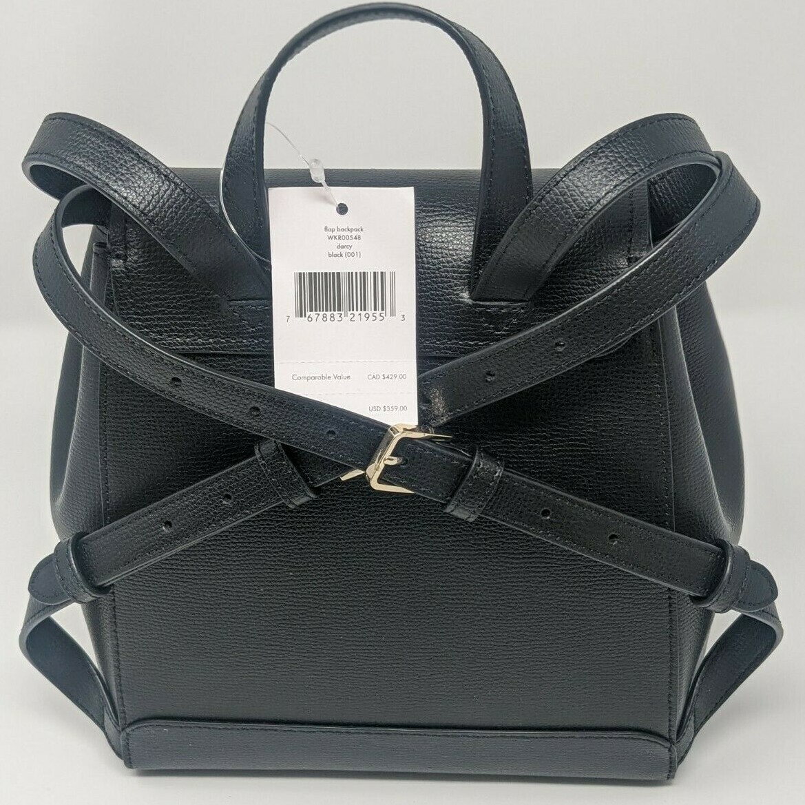 Kate Spade WKR00548 Medium Black Grain Leather Darcy Flap 