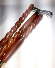 Vintage Brass Handle Victorian Wooden Brown Walking Stick Nautical Cane