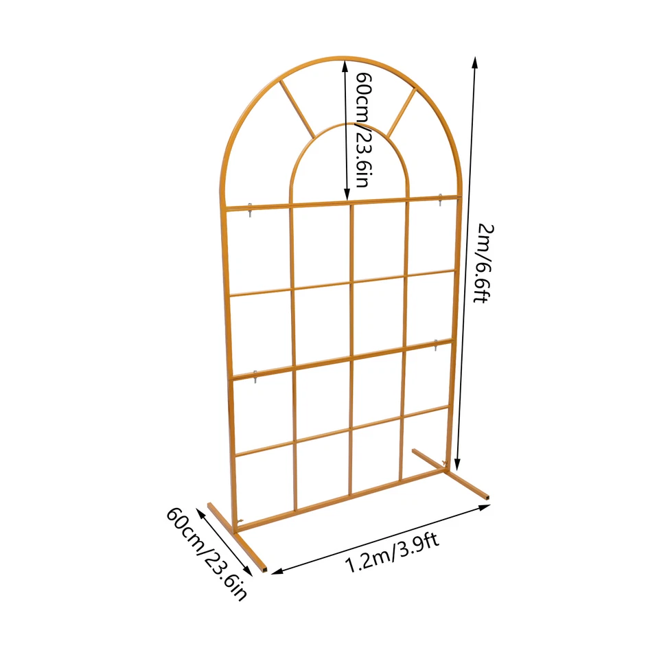 Garden Wedding Arch Backdrop Stand Balloon Flower Decor Rack DIY Design Gold - Image 2 of 4
