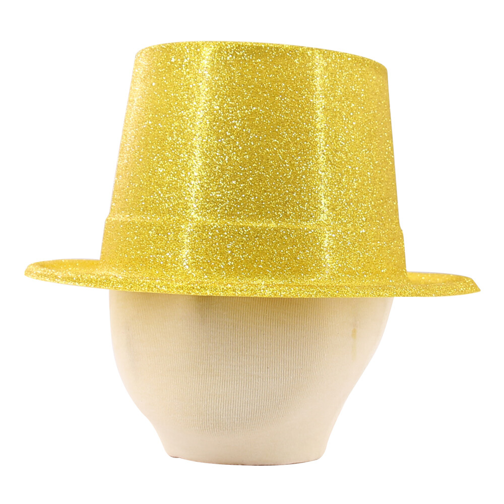 12pcs Gold Kids Adults Glitter Sequin Top Hat Magician Fancy Hen Party